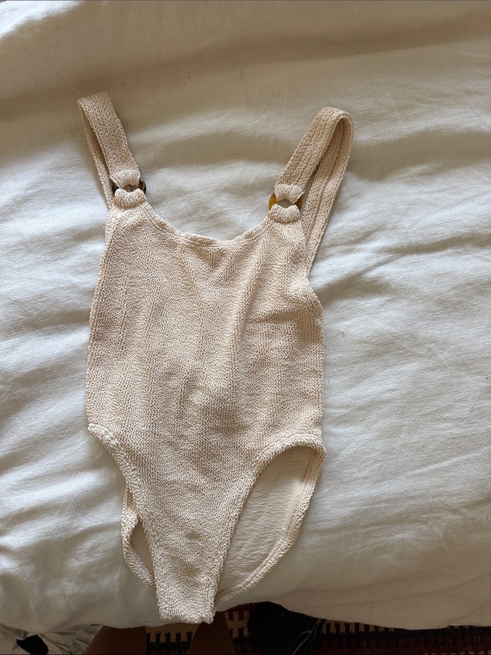 Hunza G Textured One-Piece Swimsuit in Cream